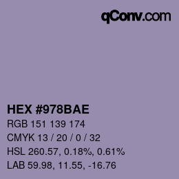 Color code: HEX #978BAE | qconv.com