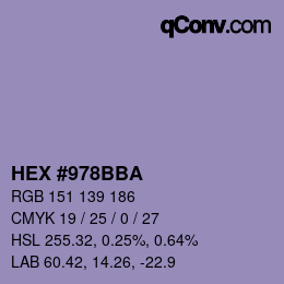 カラーコード: HEX #978BBA | qconv.com