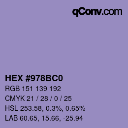 颜色代码: HEX #978BC0 | qconv.com