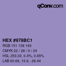 颜色代码: HEX #978BC1 | qconv.com