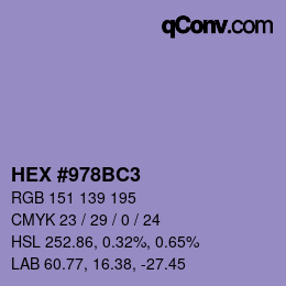 カラーコード: HEX #978BC3 | qconv.com