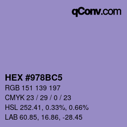 カラーコード: HEX #978BC5 | qconv.com