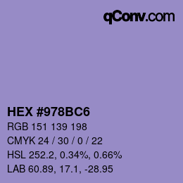 颜色代码: HEX #978BC6 | qconv.com