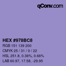 Color code: HEX #978BC8 | qconv.com