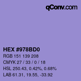 颜色代码: HEX #978BD0 | qconv.com