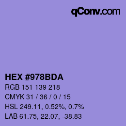 カラーコード: HEX #978BDA | qconv.com