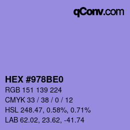 Color code: HEX #978BE0 | qconv.com