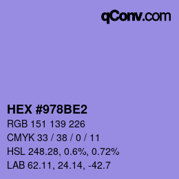 カラーコード: HEX #978BE2 | qconv.com