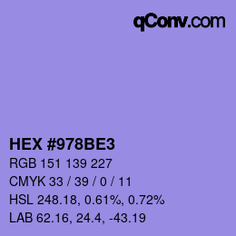 カラーコード: HEX #978BE3 | qconv.com