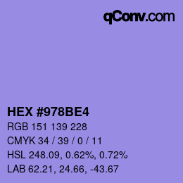 カラーコード: HEX #978BE4 | qconv.com