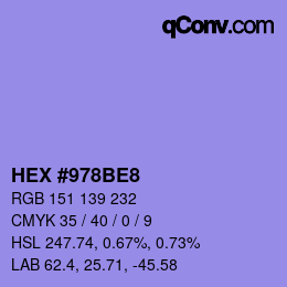 カラーコード: HEX #978BE8 | qconv.com