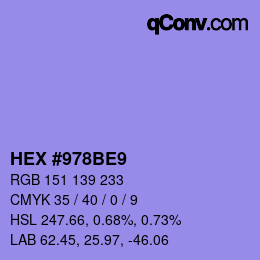 カラーコード: HEX #978BE9 | qconv.com
