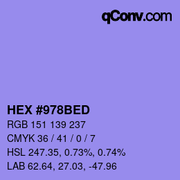 カラーコード: HEX #978BED | qconv.com