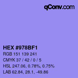 カラーコード: HEX #978BF1 | qconv.com