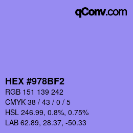 Color code: HEX #978BF2 | qconv.com