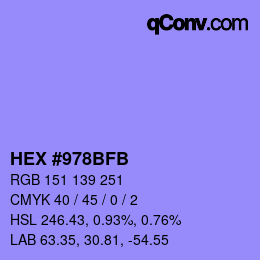 Color code: HEX #978BFB | qconv.com