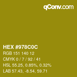 颜色代码: HEX #978C0C | qconv.com