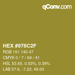 Color code: HEX #978C2F | qconv.com