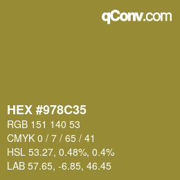 颜色代码: HEX #978C35 | qconv.com