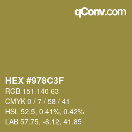 カラーコード: HEX #978C3F | qconv.com