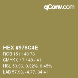 Color code: HEX #978C4E | qconv.com