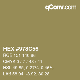 カラーコード: HEX #978C56 | qconv.com