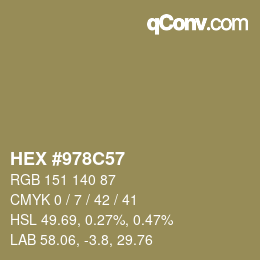 カラーコード: HEX #978C57 | qconv.com