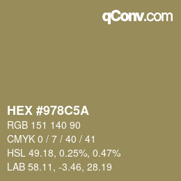颜色代码: HEX #978C5A | qconv.com