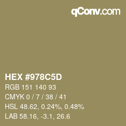 Color code: HEX #978C5D | qconv.com