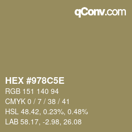 Farbcode: HEX #978C5E | qconv.com