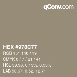 Color code: HEX #978C77 | qconv.com