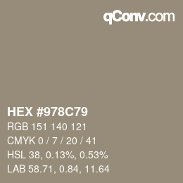颜色代码: HEX #978C79 | qconv.com