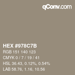 Color code: HEX #978C7B | qconv.com