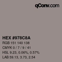 Código de color: HEX #978C8A | qconv.com