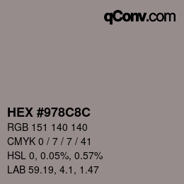 Color code: HEX #978C8C | qconv.com
