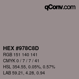 カラーコード: HEX #978C8D | qconv.com