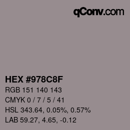 カラーコード: HEX #978C8F | qconv.com