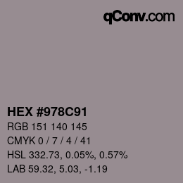颜色代码: HEX #978C91 | qconv.com