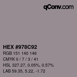 颜色代码: HEX #978C92 | qconv.com