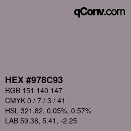 颜色代码: HEX #978C93 | qconv.com