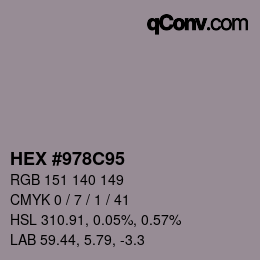 颜色代码: HEX #978C95 | qconv.com