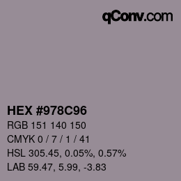 颜色代码: HEX #978C96 | qconv.com