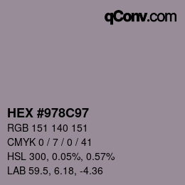 颜色代码: HEX #978C97 | qconv.com