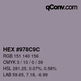 颜色代码: HEX #978C9C | qconv.com