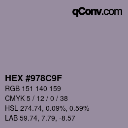 カラーコード: HEX #978C9F | qconv.com