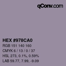 カラーコード: HEX #978CA0 | qconv.com