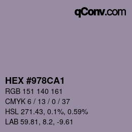 カラーコード: HEX #978CA1 | qconv.com