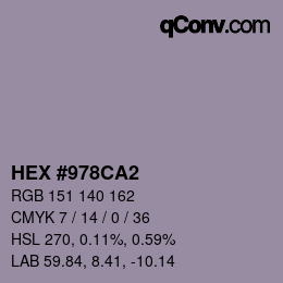 Color code: HEX #978CA2 | qconv.com