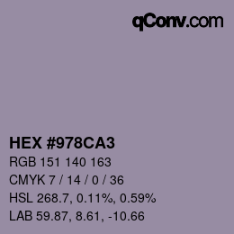 カラーコード: HEX #978CA3 | qconv.com