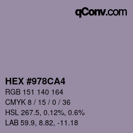 カラーコード: HEX #978CA4 | qconv.com